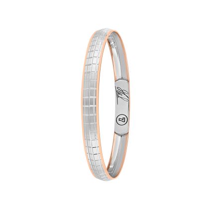 Mahi Signature Engraved Dual Toned Platinum Kada For Men