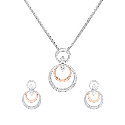 Circle Of Love Platinum Diamond Pendant Set