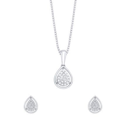 Drop Design Diamond Platinum Set
