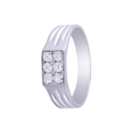 Square Design Diamond and Platinum Finger Band