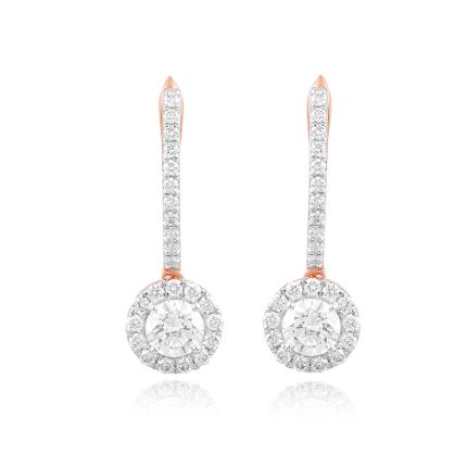 Shimmering Halo Solitaire Hoop Earrings
