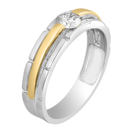 Dual Toned Solitaire Ring for Men