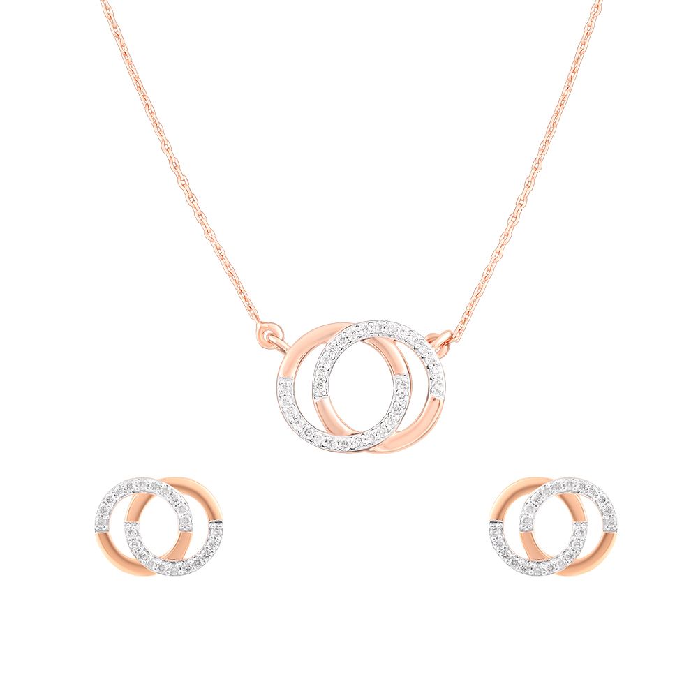 Gleaming Circular Diamond Necklace Set-Necklace Sets-ONS24A17-D900X0C