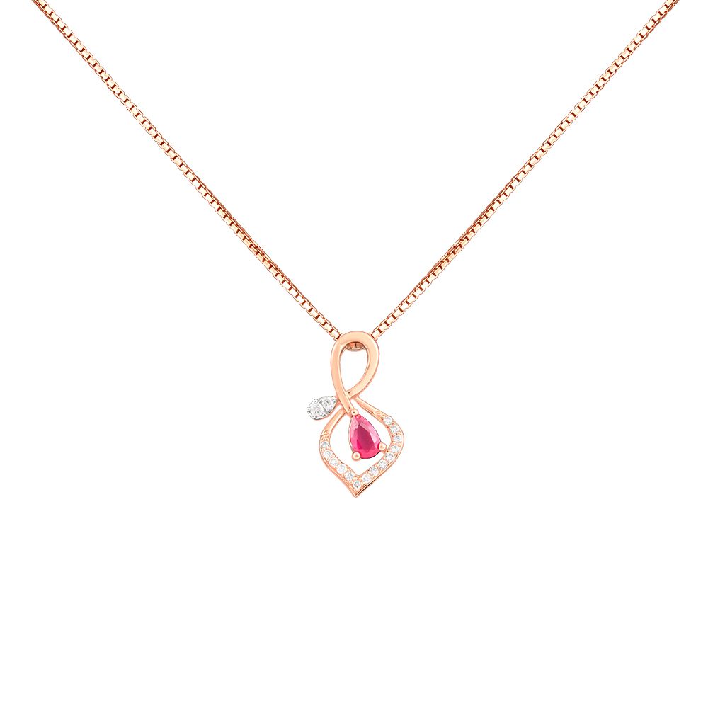 Bejewelled Red Stone and Diamond Pendant Set-All Jewellery-OSP24E12-D940X0C