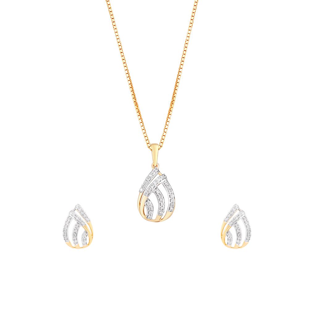 Delicate Drop Design Diamond Pendant Set-All Jewellery-OSP24E15-D900R0C