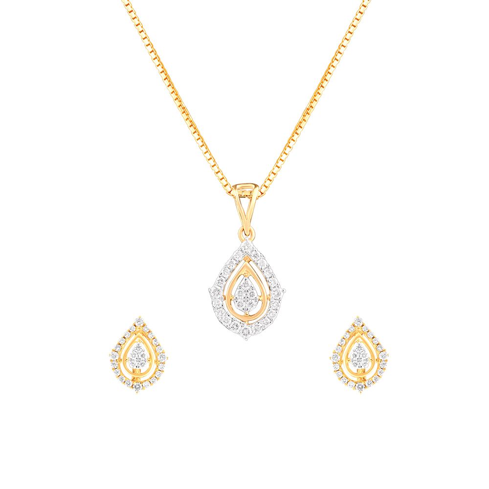 Drop Design Diamond Pendant Set-All Jewellery-OSP24E17-D400R0C