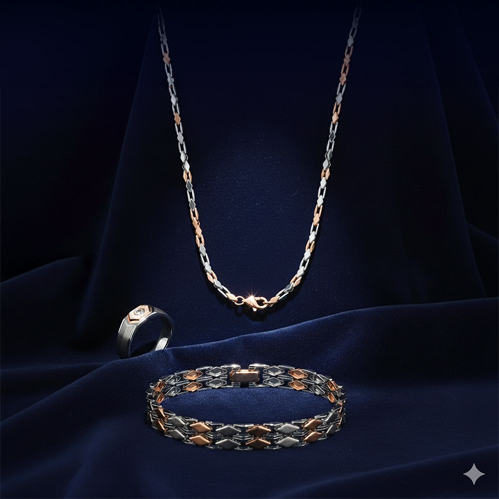 Classy Geometric Design Platinum Jewellery Set-All Jewellery-OBX23022-D000O0D