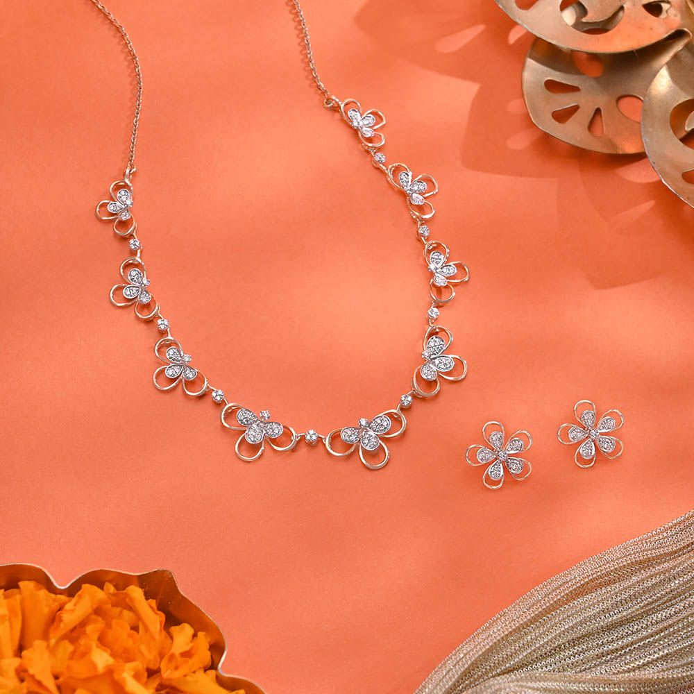 Soft Grace Floral Necklace Set-All Jewellery-ONS25A60-D400X0B