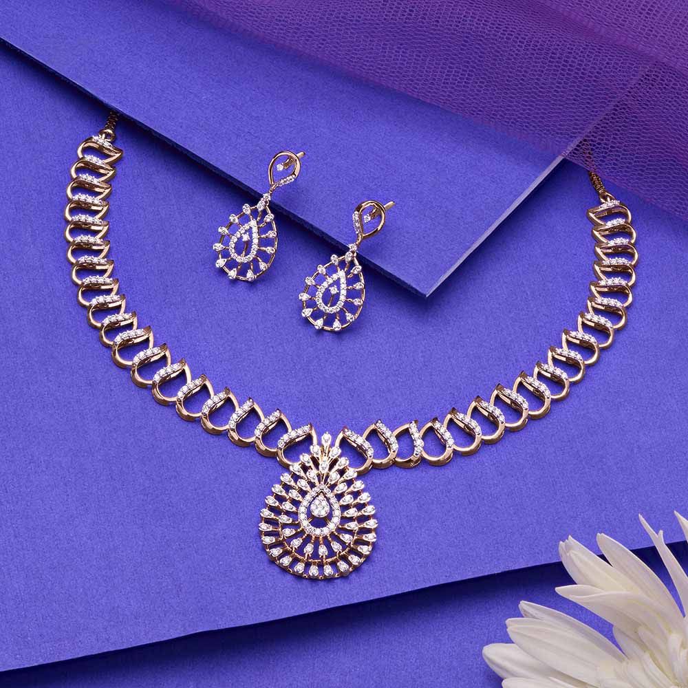 Finesse 14Kt Rose Gold Jewellery Set-Diamond-ONS22125-D400X0C