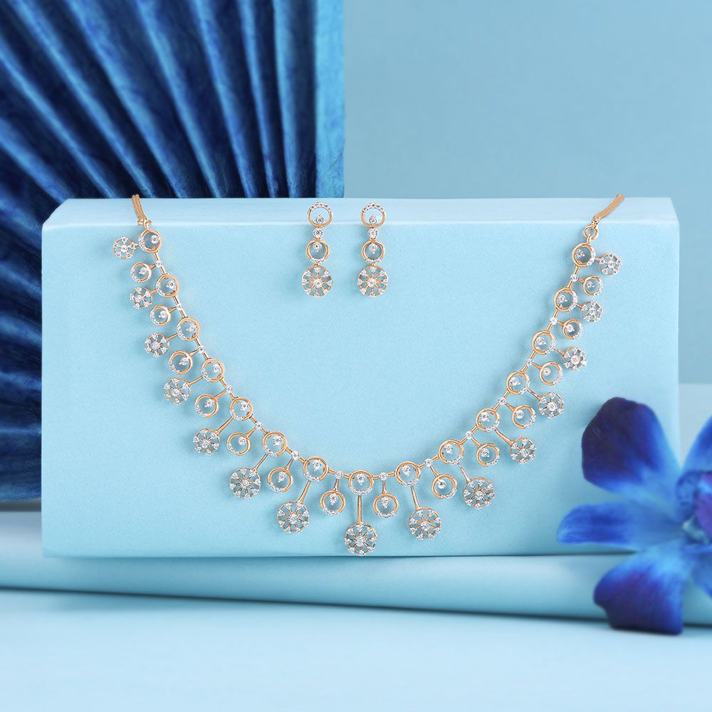 Stunning Necklace and Earrings Set in 14KT Rose Gold-All Jewellery-ONS22161-D400X0C