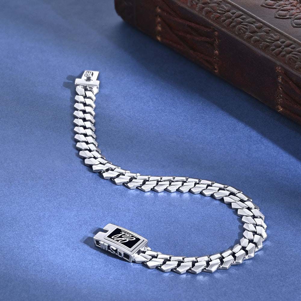 Extravagant MS Dhoni Signature Platinum Bracelet For Men-Bracelets-PBR24R01