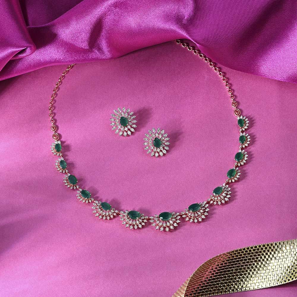 Classic Starburst Design Astra Diamond Necklace Set-All Jewellery-ANS24A15-D924X0C