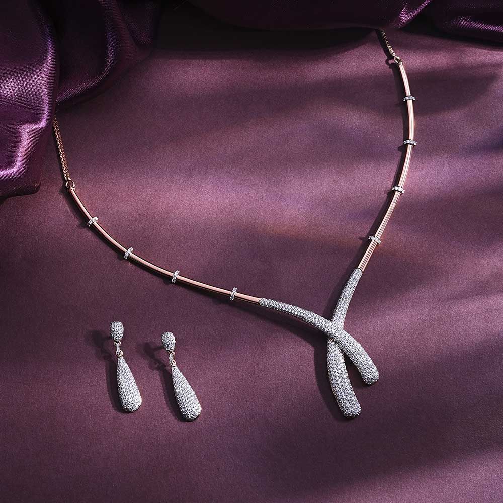 Dazzling Astra Diamond Necklace Set-All Jewellery-ANS24A14-D400X0B