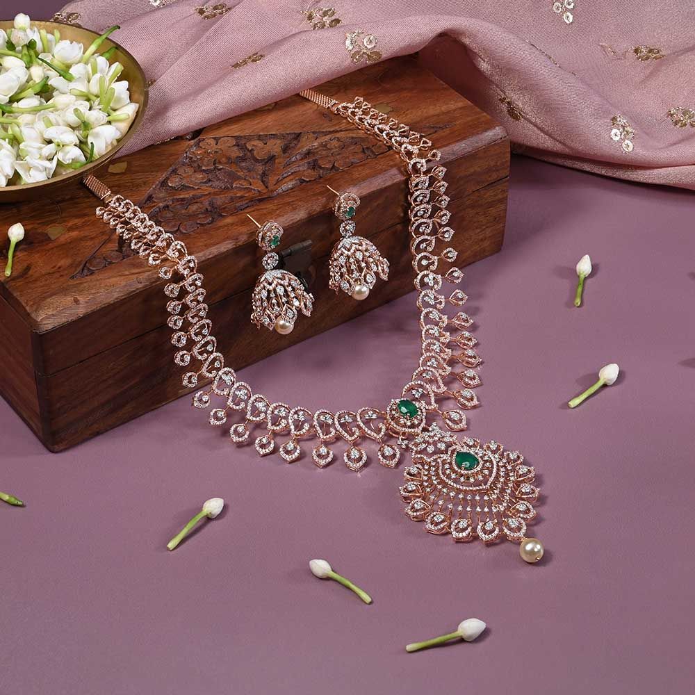 Timeless Diamond and Pearl Haram Necklace Set-All Jewellery-CNS25A06-DE09X0B