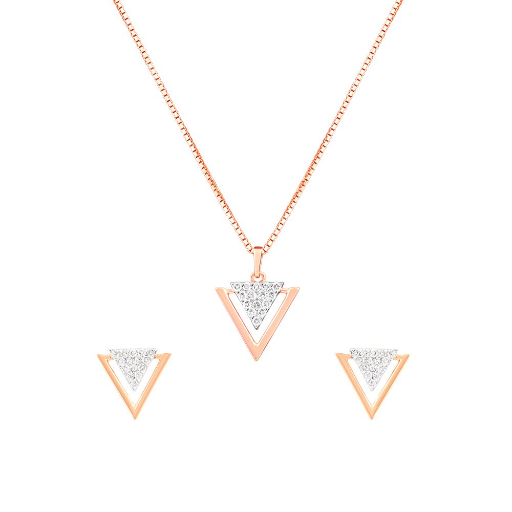 Triangle Design Diamond Pendant Set-All Jewellery-OSP24E20-D900X0C