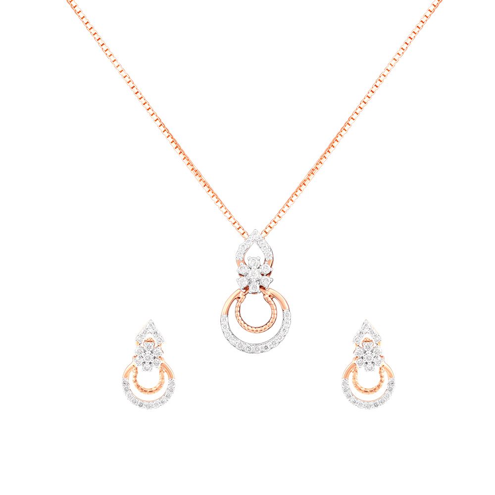 Glossy Diamond and Rose Gold Pendant Set-All Jewellery-OSP24E21-D900X0C