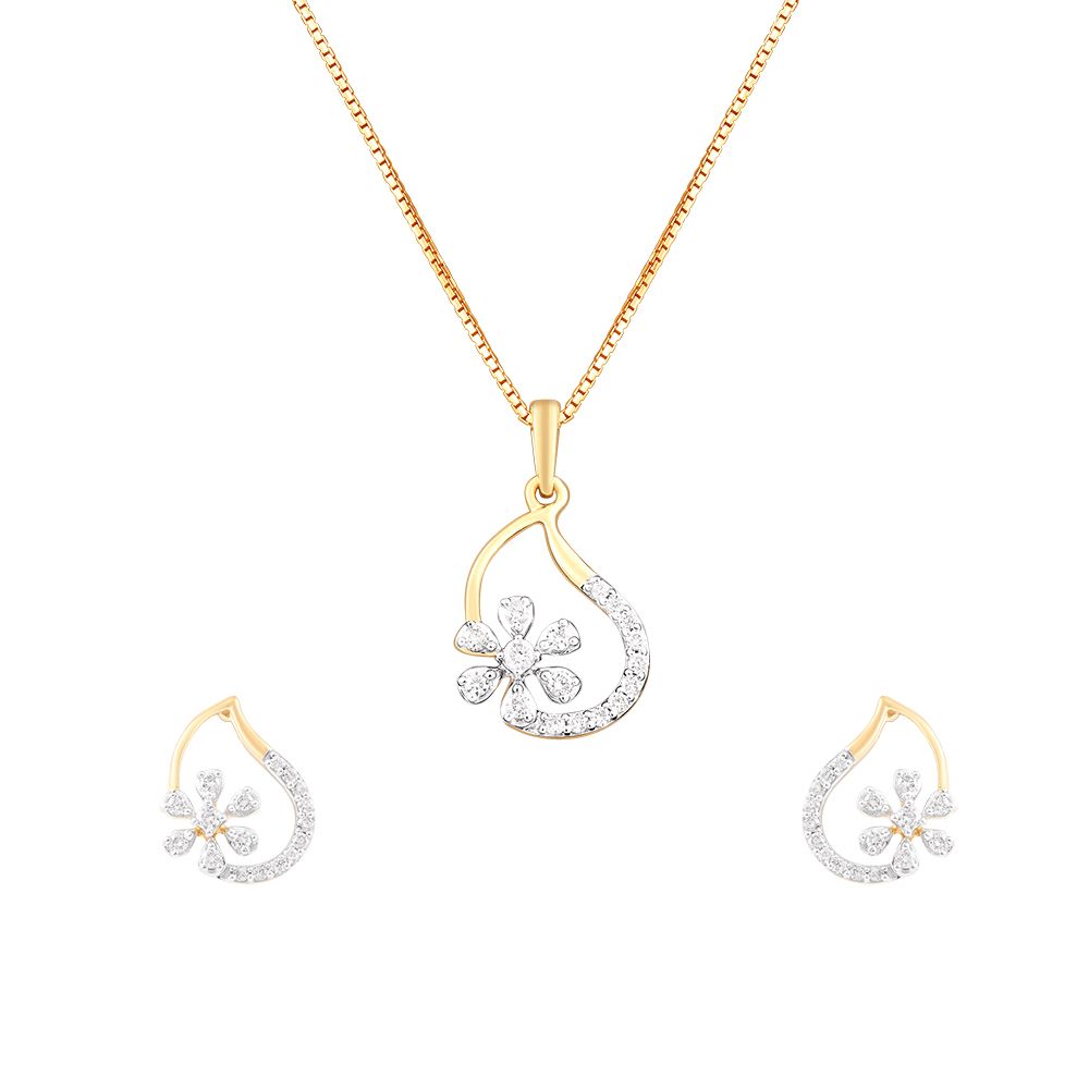 Dazzling Paisley Design Diamond Pendant Set-All Jewellery-OSP24E23-D900R0C