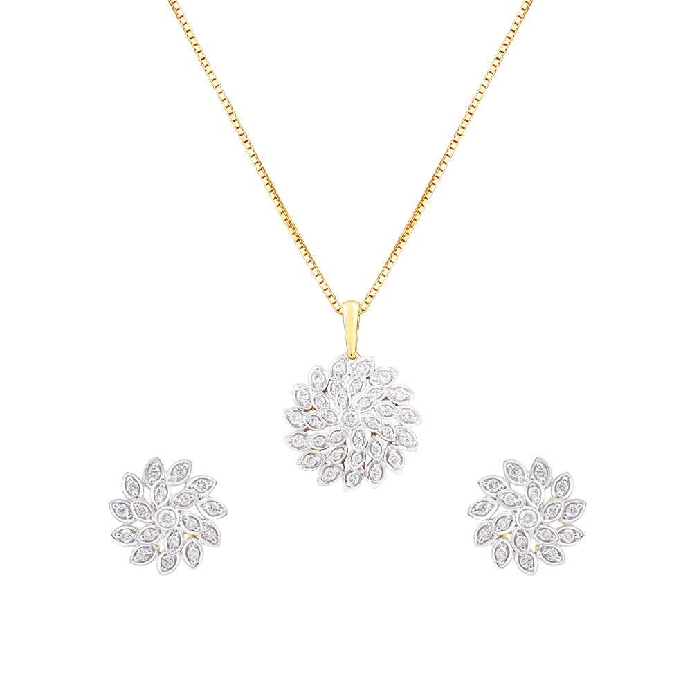 Classic Floral Diamond Pendant Set-All Jewellery-OSP24E25-D400R0C