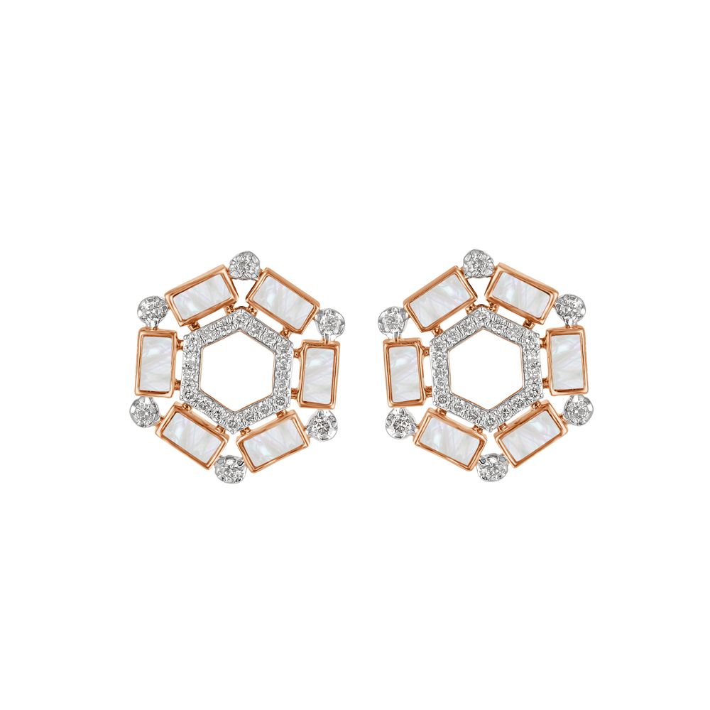 Geometric 18KT Rose Gold Desired Earrings-All Jewellery-BSE23A02-D422X0B