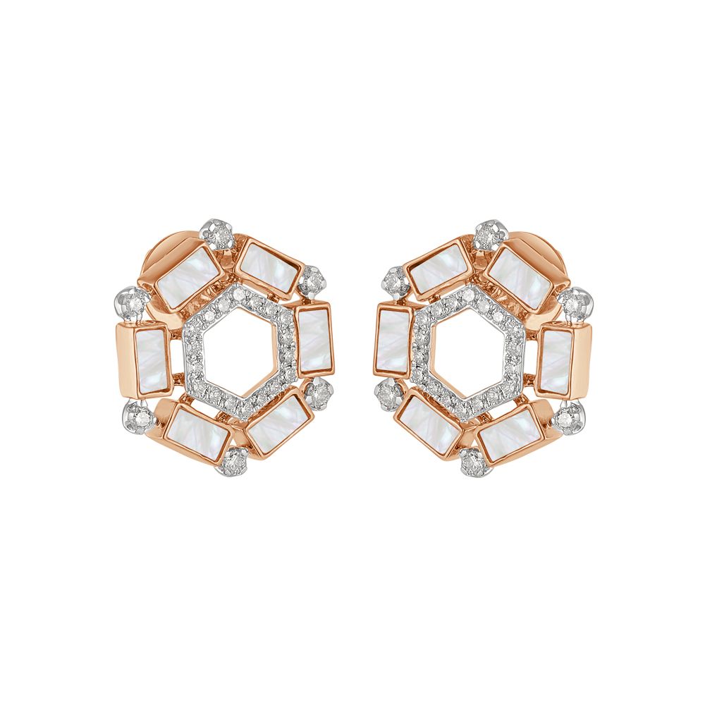 Geometric 18KT Rose Gold Desired Earrings-All Jewellery-BSE23A02-D422X0B