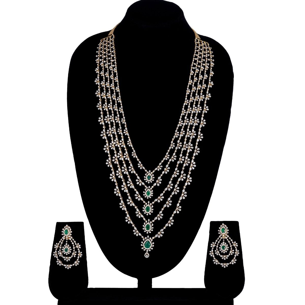Regal Bejewelled Diamond Necklace Set-Diamond-CNS23A24-D324X0B