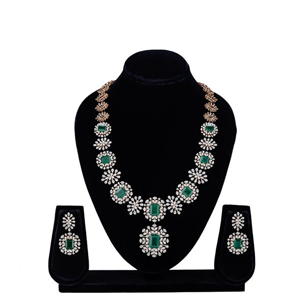 Luminous Diamond and Emerald Necklace Set-Diamond-CBX23042-D326X0B