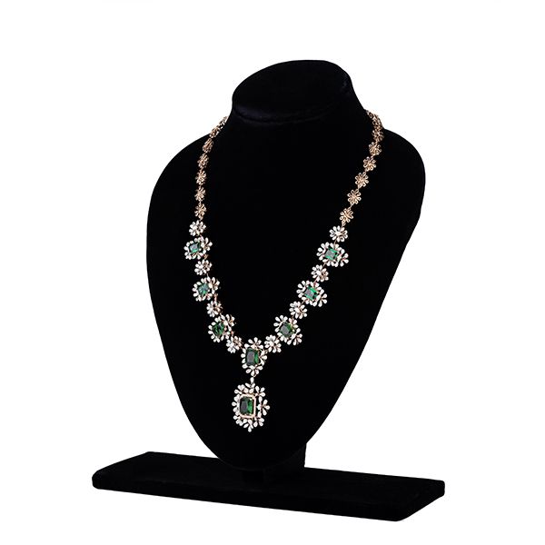 Elegant Diamond and Emerald Necklace Set-Necklace Sets-CNS23A15-D324X0B