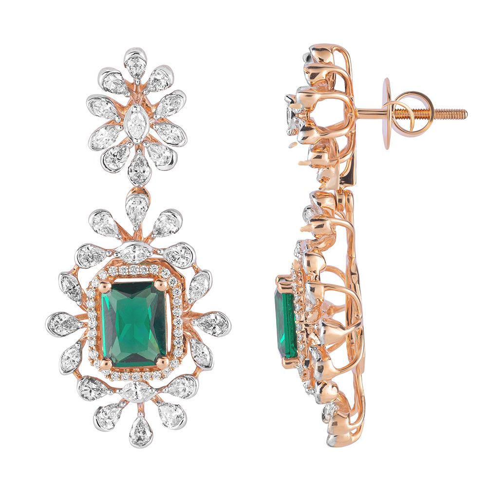 Elegant Diamond and Emerald Necklace Set-Necklace Sets-CNS23A15-D324X0B