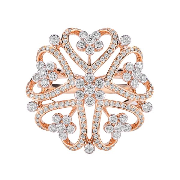 Shimmering Rose Gold and Diamond Ring-Diamond-CRG23A09