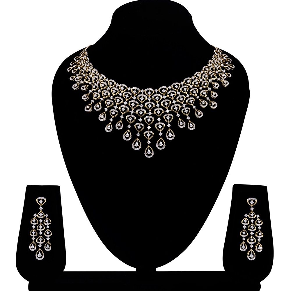 Stunning Yellow Gold and Diamond Necklace Set-Necklace Sets-ONS23A29-D400R0B