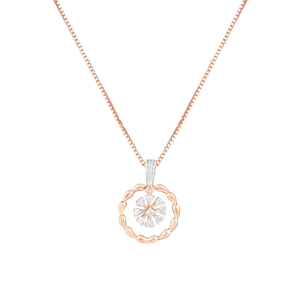 Round Floral Diamond Pendant Set-All Jewellery-OSP24E29-D900X0C