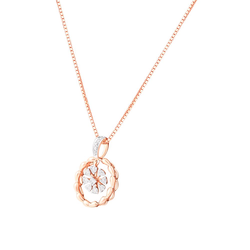Round Floral Diamond Pendant Set-All Jewellery-OSP24E29-D900X0C