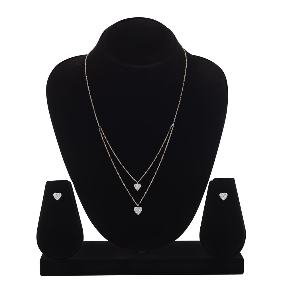 Double Heart Diamond Layered Necklace Set-Diamond-ONS23006-D300X0B