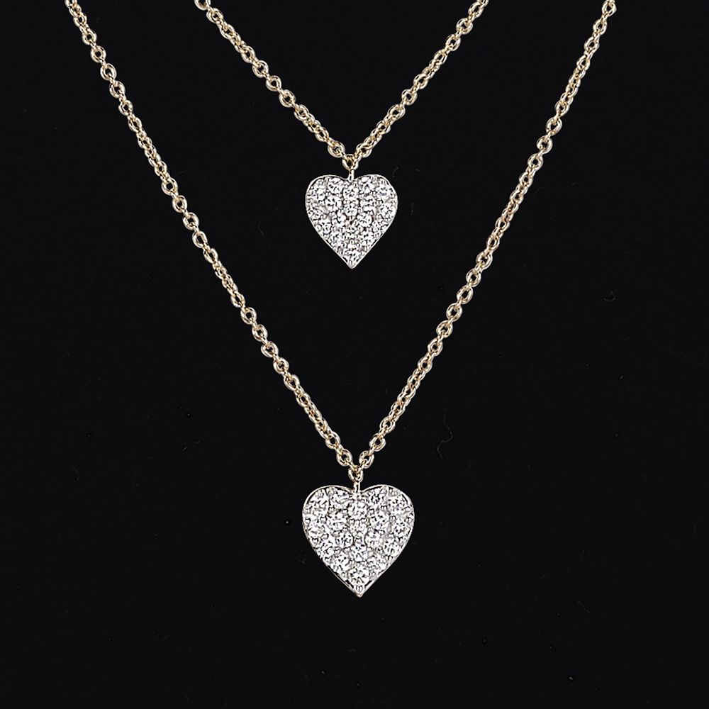 Double Heart Diamond Layered Necklace Set-Diamond-ONS23006-D300X0B