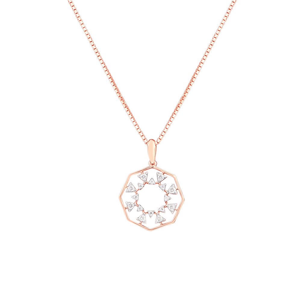 Gleaming Geometric Diamond and Rose Gold Pendant Set-All Jewellery-OSP24E43-D900X0C