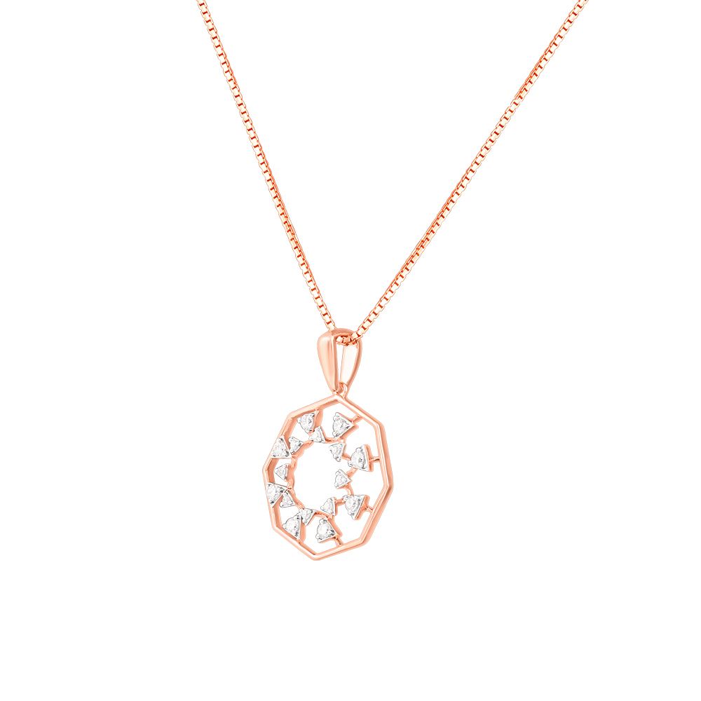 Gleaming Geometric Diamond and Rose Gold Pendant Set-All Jewellery-OSP24E43-D900X0C