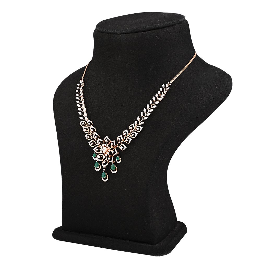 Luminous Floral Diamond Rose Necklace-Necklaces-OSN24A11-D424X1B