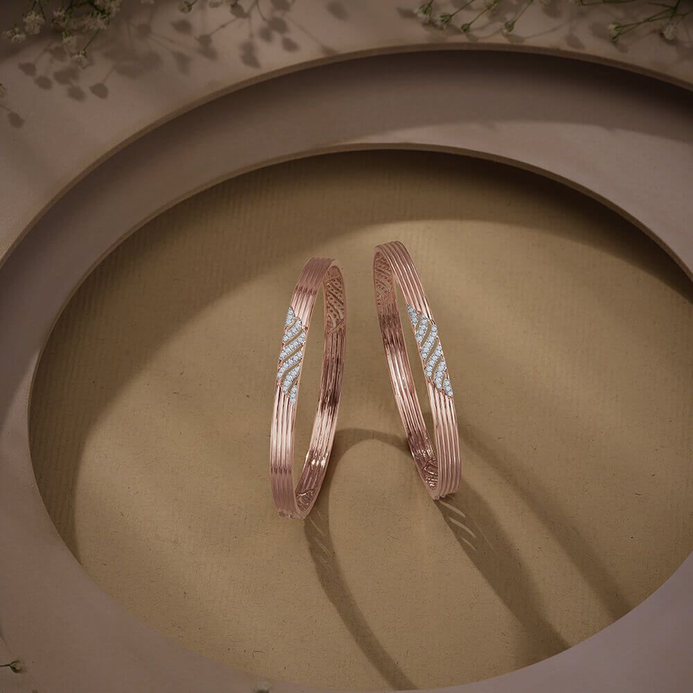 14KT Rose Gold Astra Diamond Bangle Set of 2-All Jewellery-ABA23001
