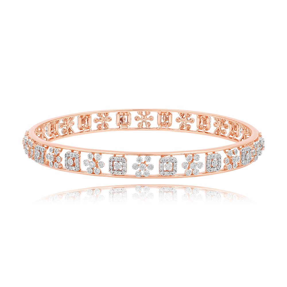 Modern Mesh Floral Astra Diamond Bangle Set of 2-All Jewellery-ABA25P01