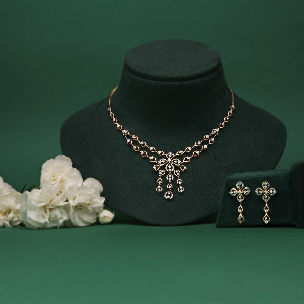 Classy Floral Diamond Astra Necklace Set-All Jewellery-ANS24A06-D900X0C