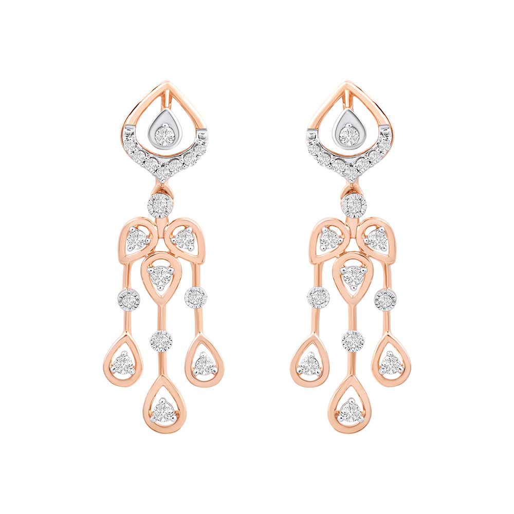 Elegant Leaf Diamond Rose Earring-Earrings-ASE24A01-D900X0C
