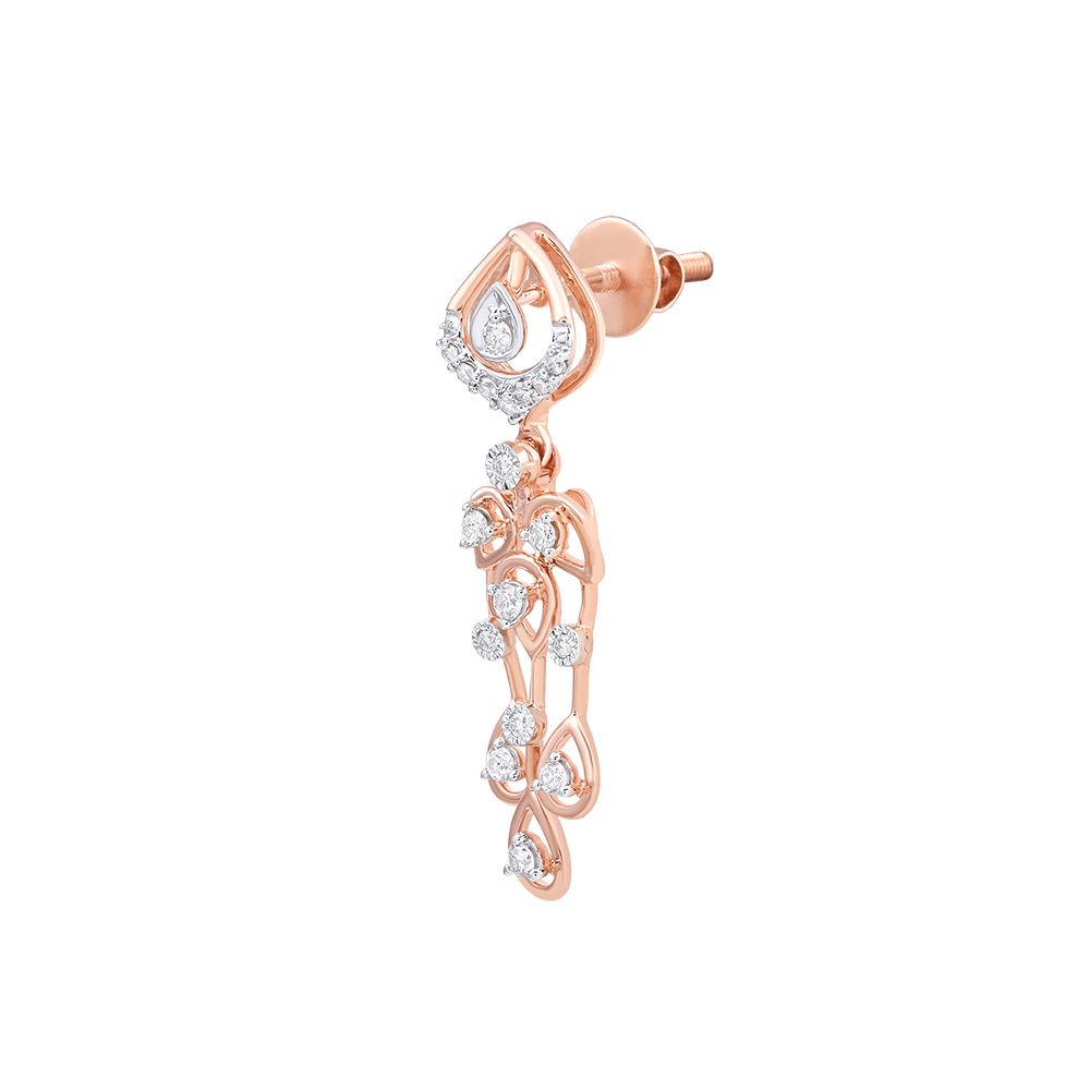 Elegant Leaf Diamond Rose Earring-Earrings-ASE24A01-D900X0C