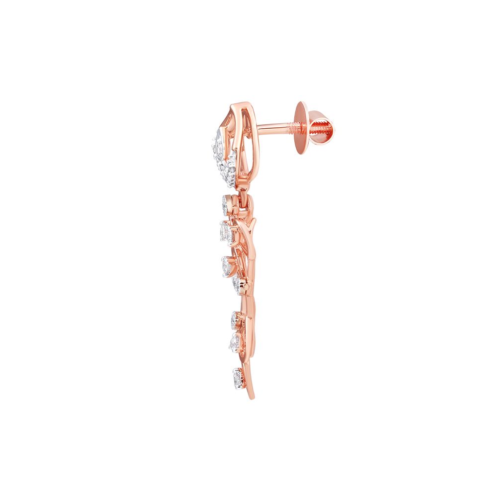 Elegant Leaf Diamond Rose Earring-Earrings-ASE24A01-D900X0C