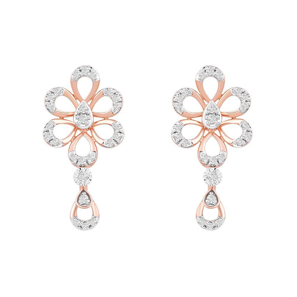 Radiant Floral Diamond Rose Earring-Earrings-ASE24A02-D900X0C