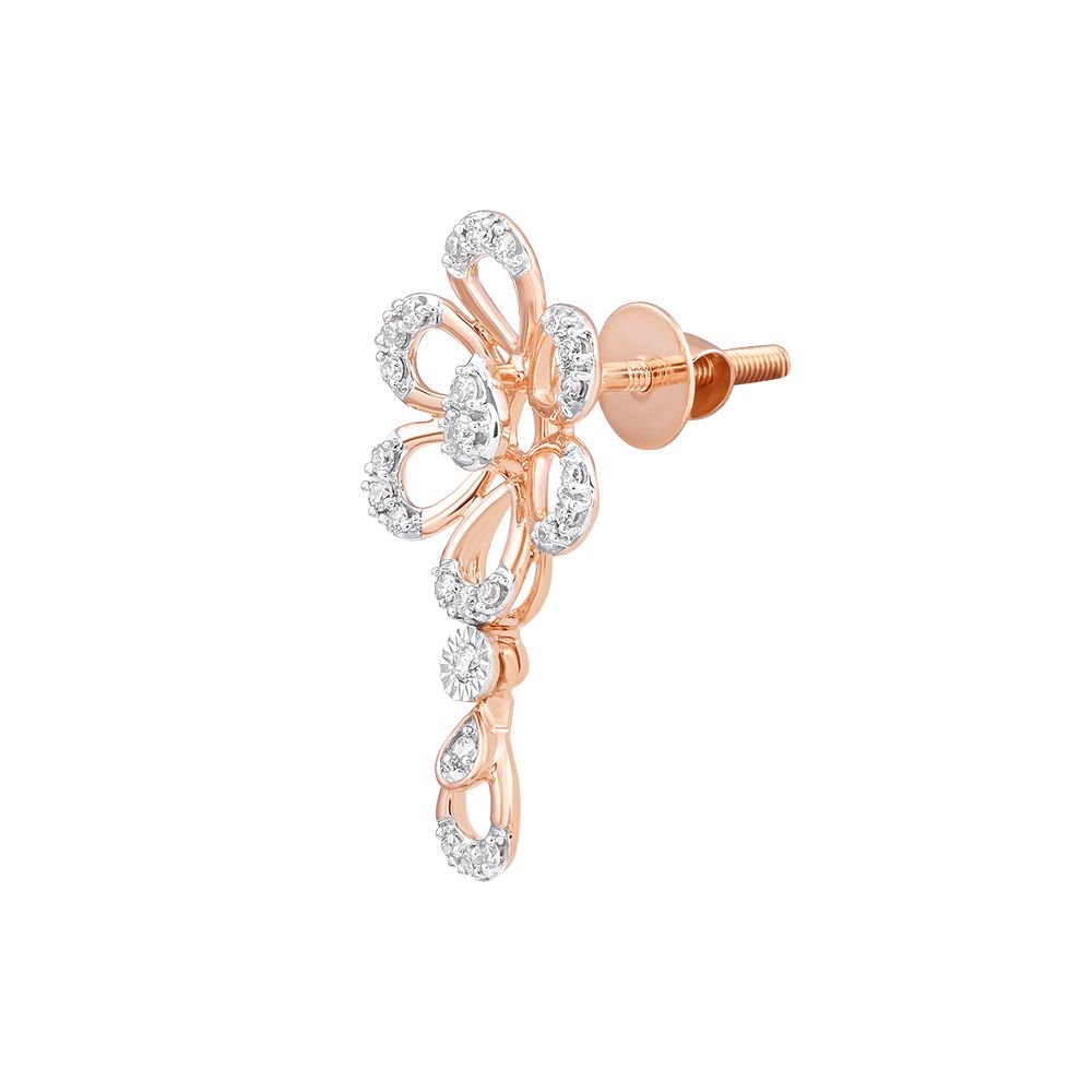 Radiant Floral Diamond Rose Earring-Earrings-ASE24A02-D900X0C