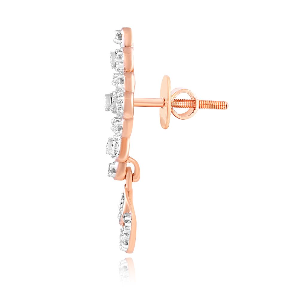 Minimal Clover Diamond Rose Earring-Earrings-ASE24A03-D900X0C