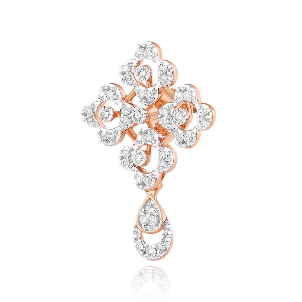Minimal Clover Diamond Rose Earring-Earrings-ASE24A03-D900X0C