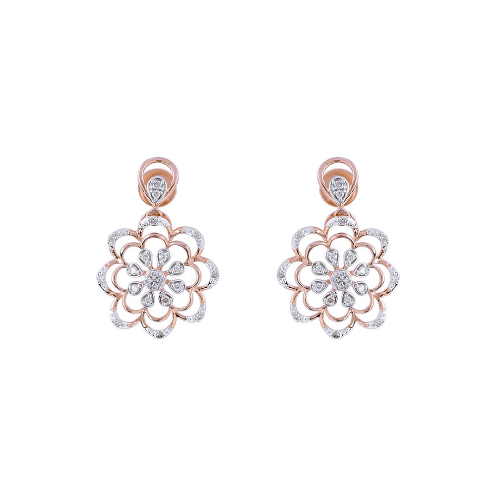 Refined Floral Diamond Rose Earring-Earrings-ASE24A05-D900X0C