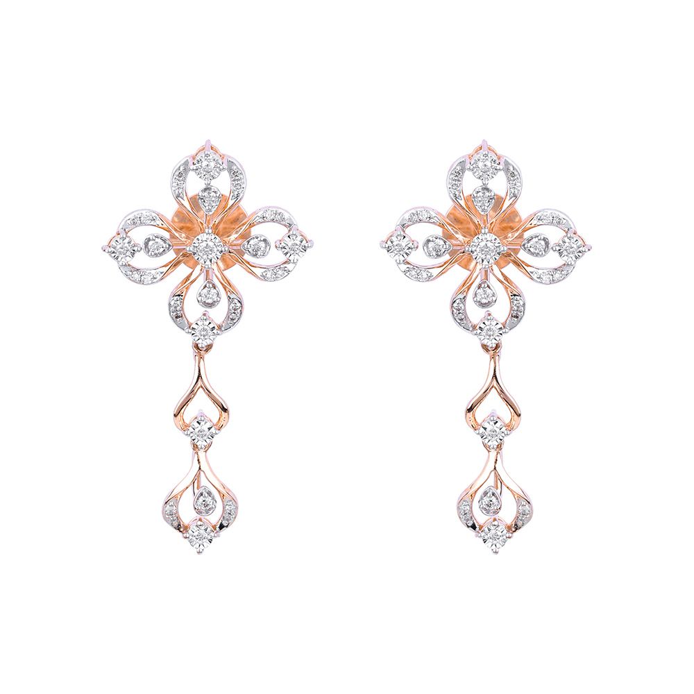 Sophisticated Floral Diamond Rose Earring-Earrings-ASE24A06-D900X0C