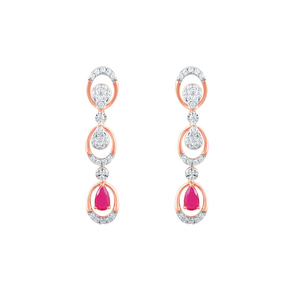 Elegant Astra Red Stone and Diamond Danglers-Earrings-ASE24A08-D940X1C